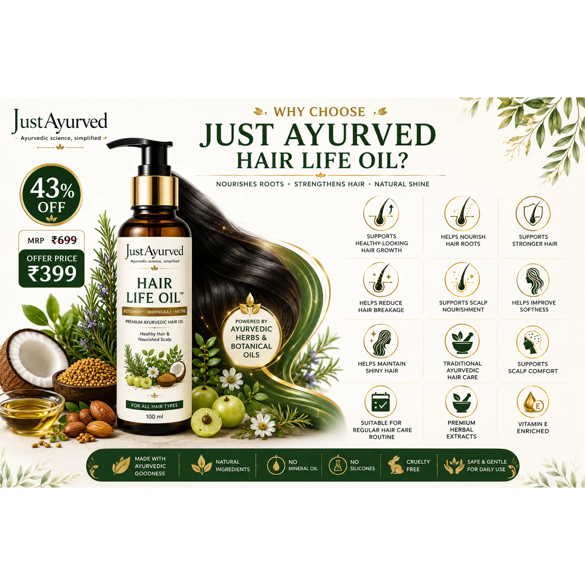 Hair Life Oil with Rosemary Bhringraj & Methi 