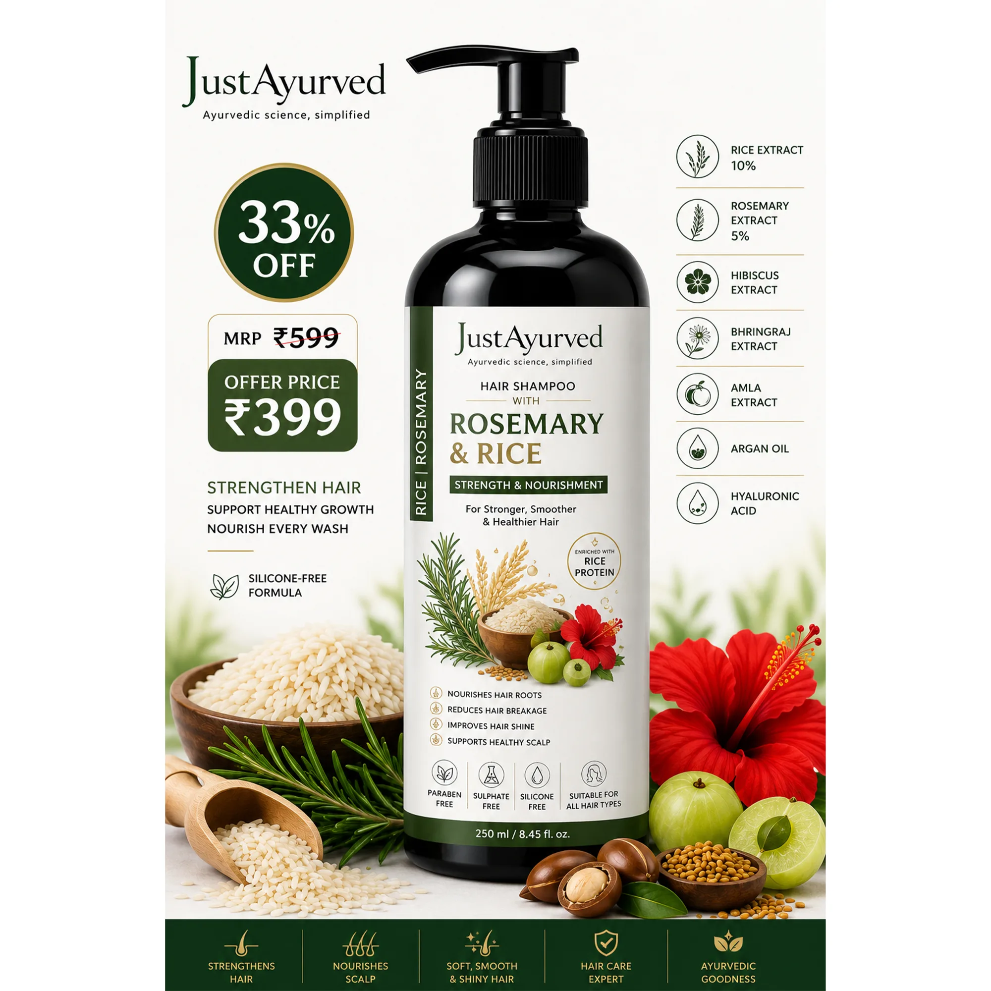 Hair Shampoo with Rosemary & Rice